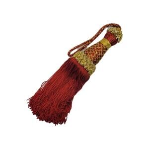 Vintage Door Knob Tassel Christmas Core Ornament Red Tasswl Gild Trim